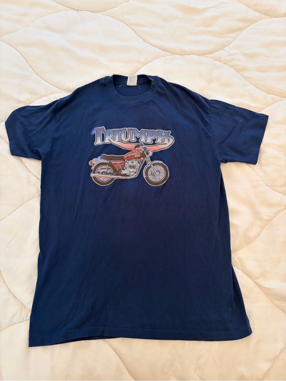 Triumph Navy Kids Motorcycle Tee with Red Graphic